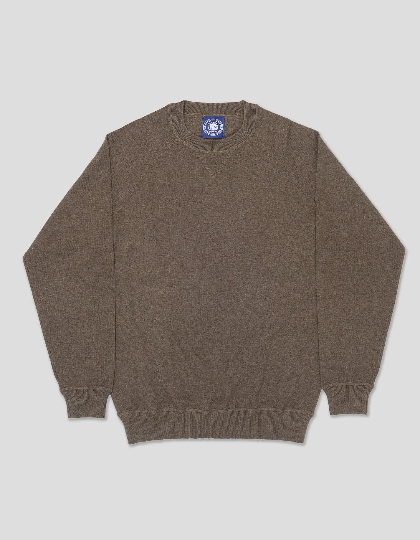 MERINO WOOL/COTTON CREW NECK SWEATSHIRT - OLIVE