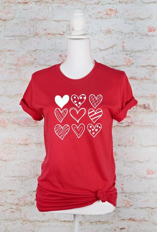 Nine Heart Valentine Crew Neck Tee • More Colors