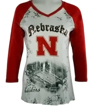 P-Michael Collegiate Top - U of Nebraska Top, School Colors, School Name in Foil