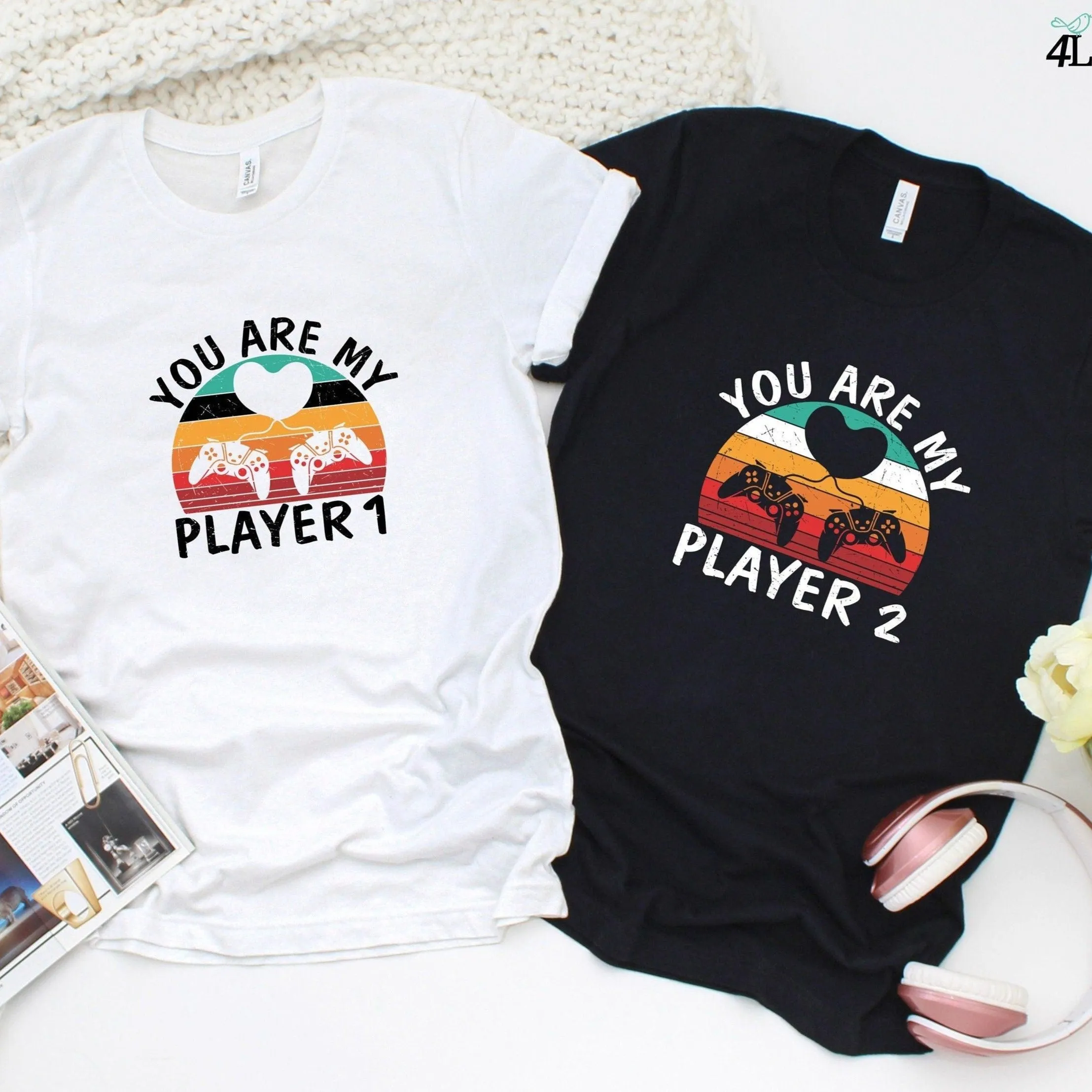 Player 1 and 2 Matching Outfits, Gaming Lovers Set, Geeky Couples Gift, Valentine's Day Matching Set