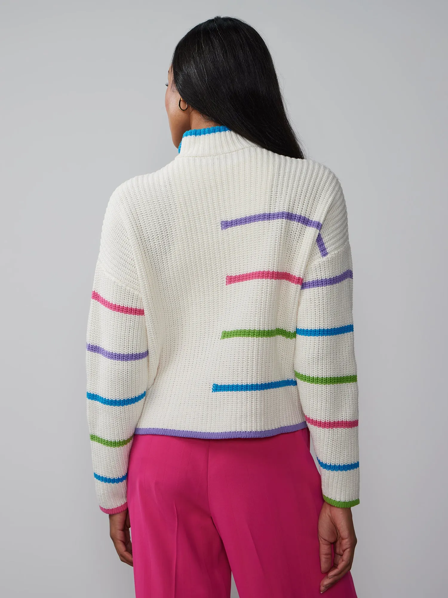 Quarter Zip Multi Stripe Sweater