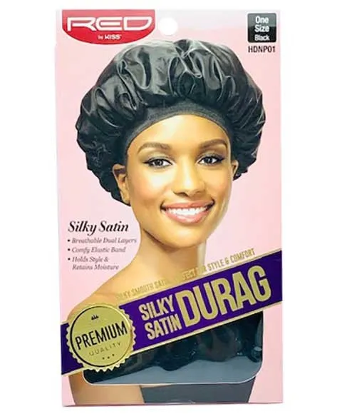 Red By Kiss  Silky Satin Durag Black HDNP01