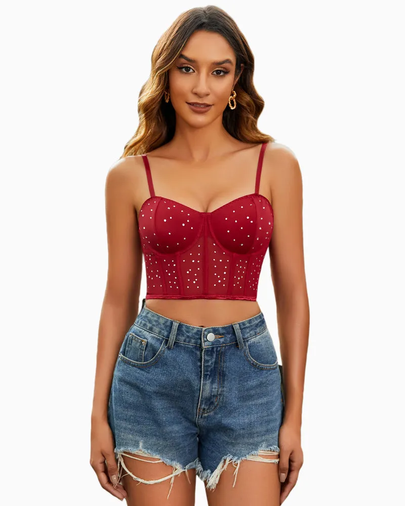 Rhinestone Corset Tops Push Up Bustier