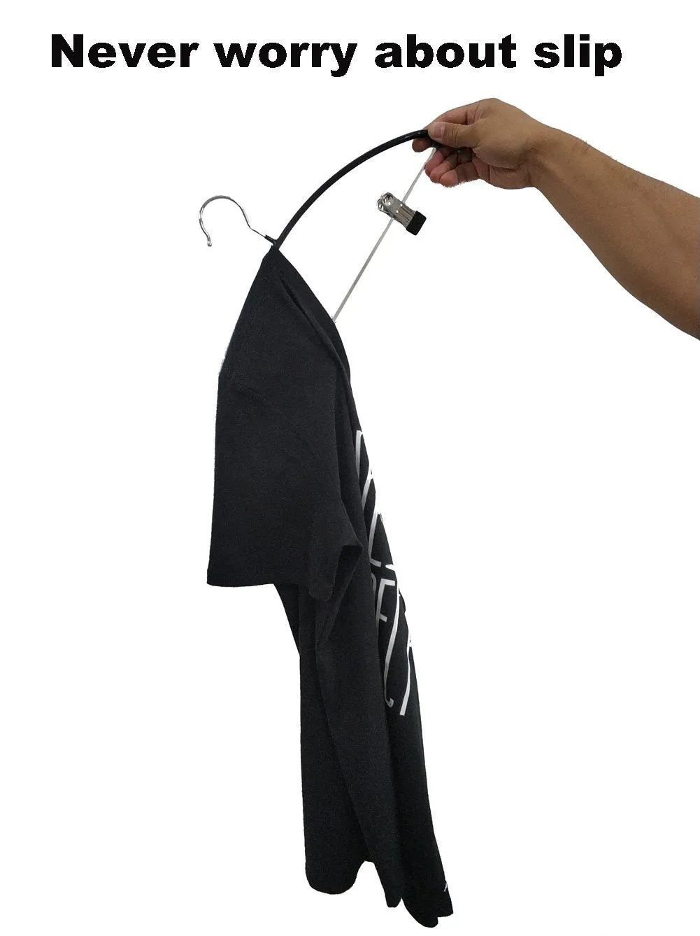 Russell 6 Pack Slip-reducing Contour Shirt Hangers with 2 Clips Bump-Free Clothes Hanger and Closet Organizer - The Dimple & Crease Free Hanger Solution (Black)