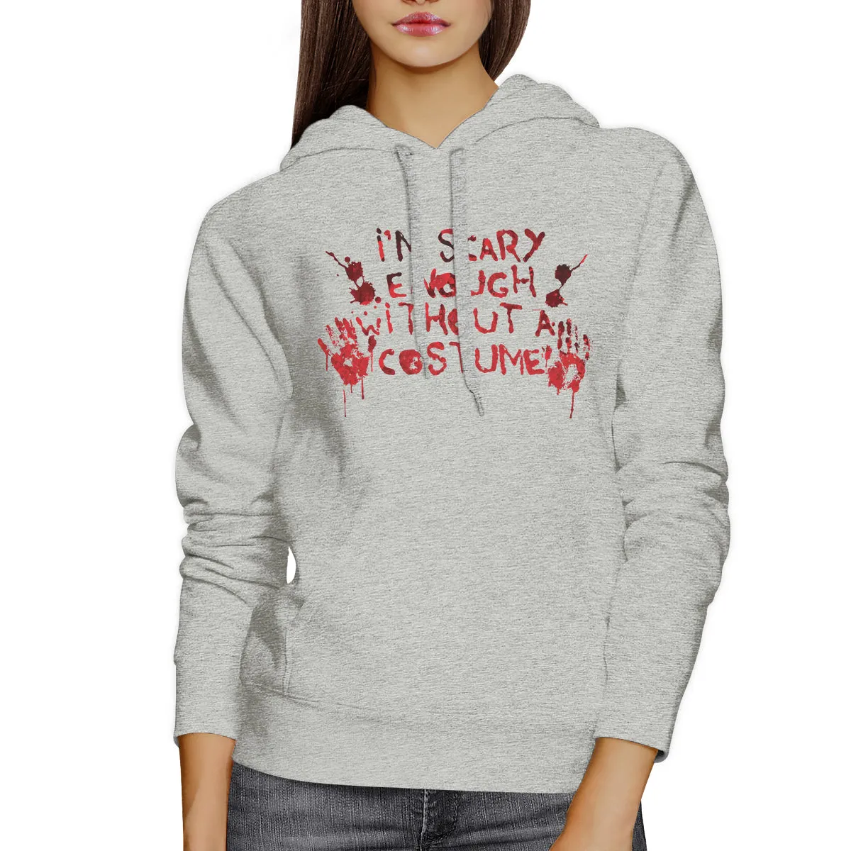 Scary Without A Costume Bloody Hands Grey Hoodie