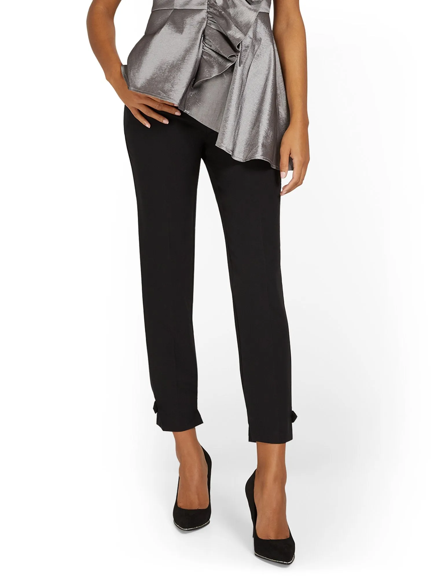 Side-Tab Slim-Leg Ankle Pant