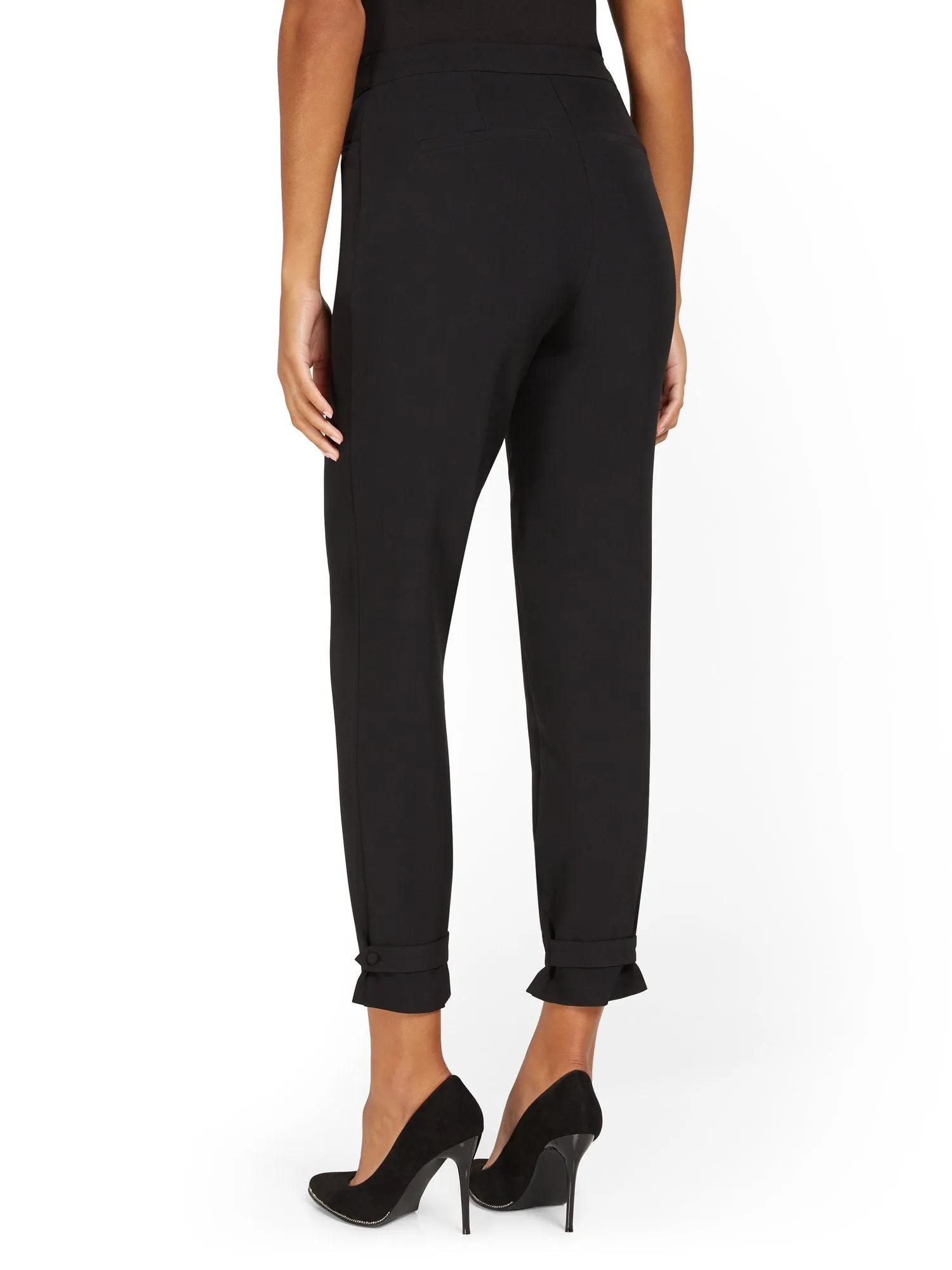 Side-Tab Slim-Leg Ankle Pant