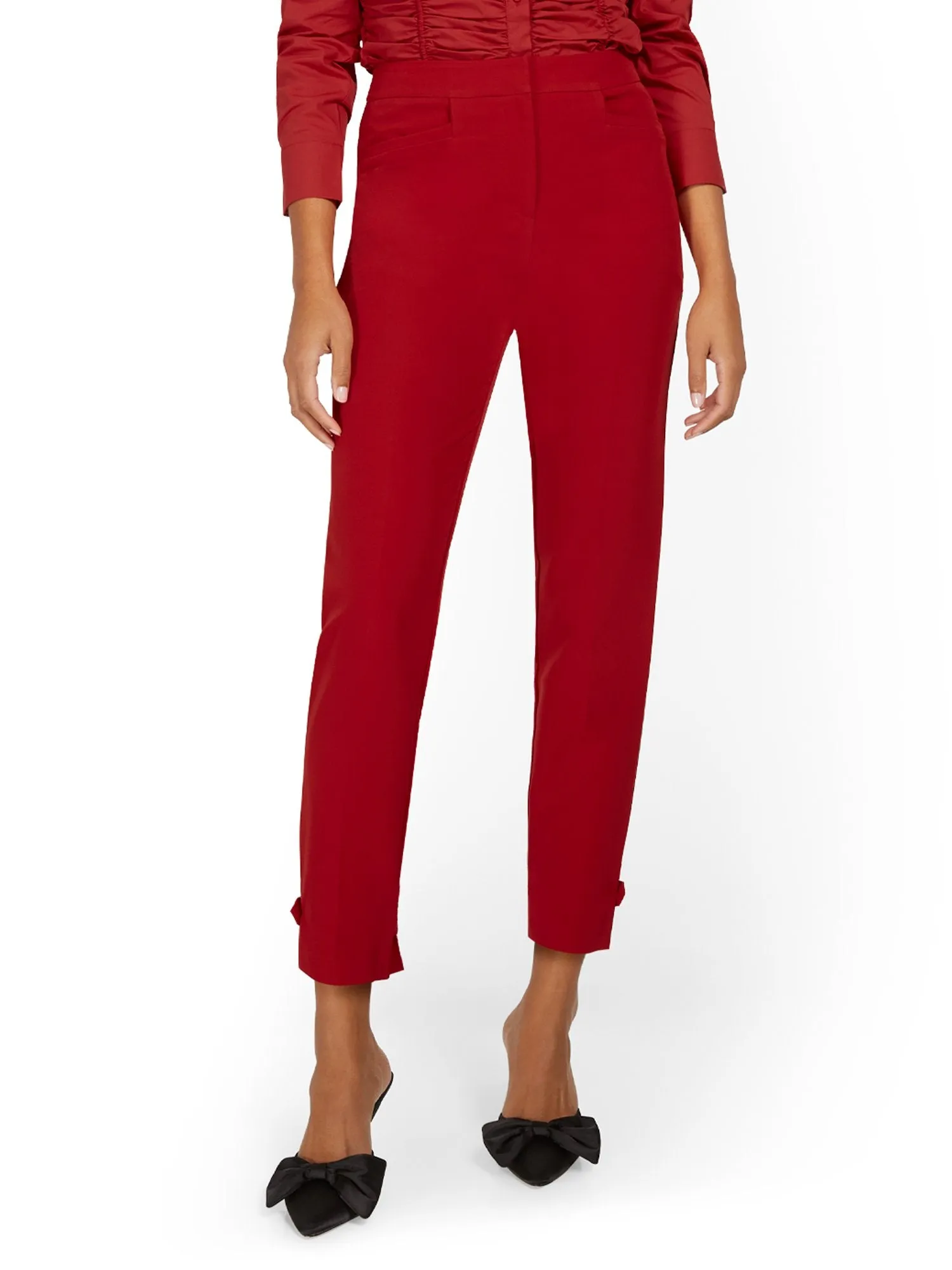 Side-Tab Slim-Leg Ankle Pant