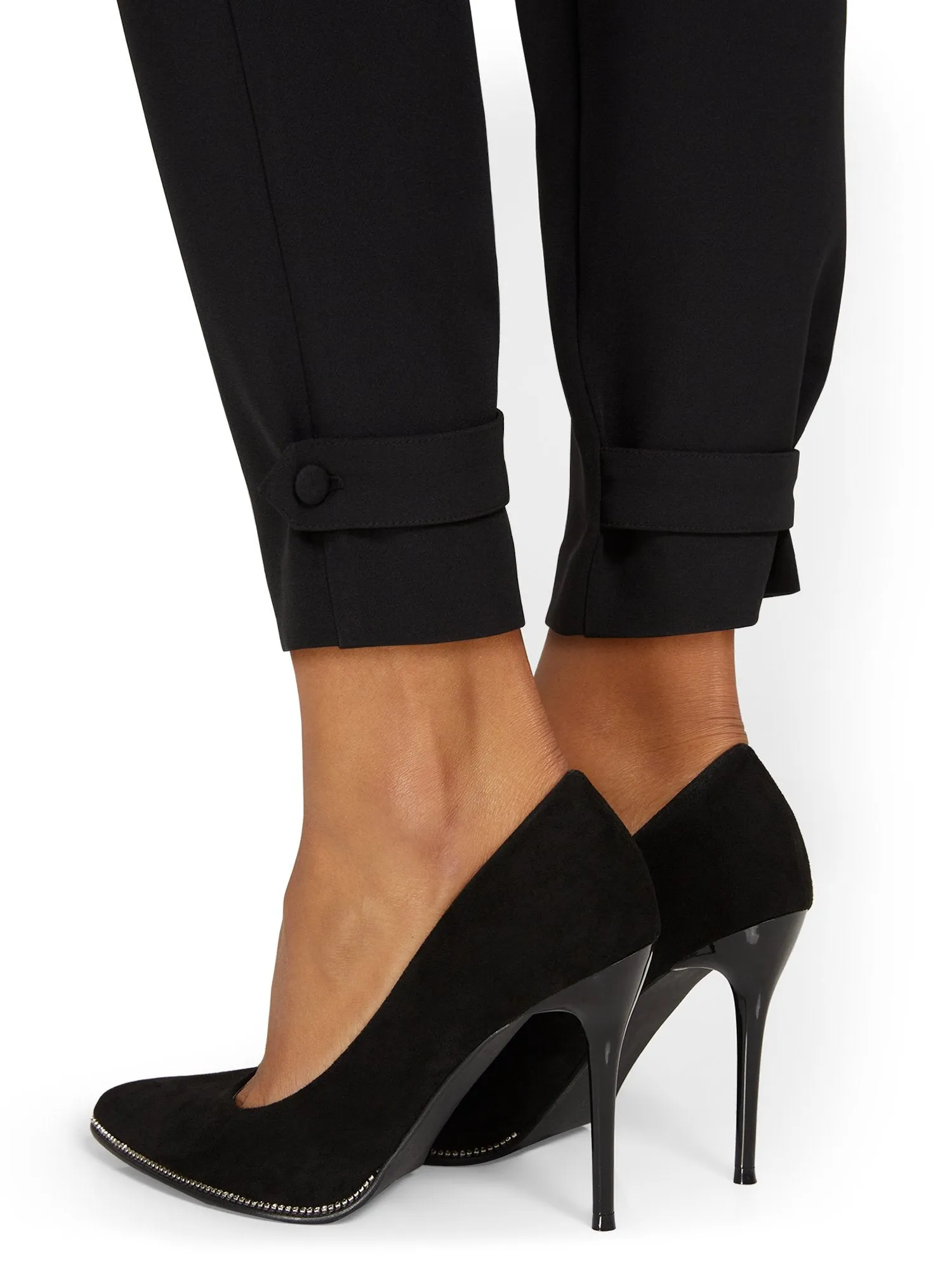 Side-Tab Slim-Leg Ankle Pant