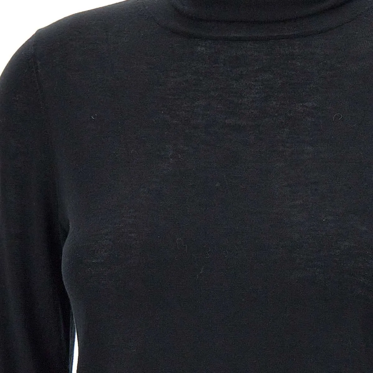 Silk and Cashmere Black Turtleneck Sweater