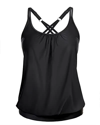 Stylish Swimwear Top Loose Fit Blouson Tankini Tops for Women without Bottom