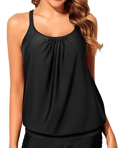 Stylish Swimwear Top Loose Fit Blouson Tankini Tops for Women without Bottom