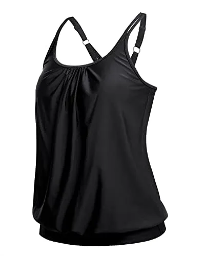 Stylish Swimwear Top Loose Fit Blouson Tankini Tops for Women without Bottom