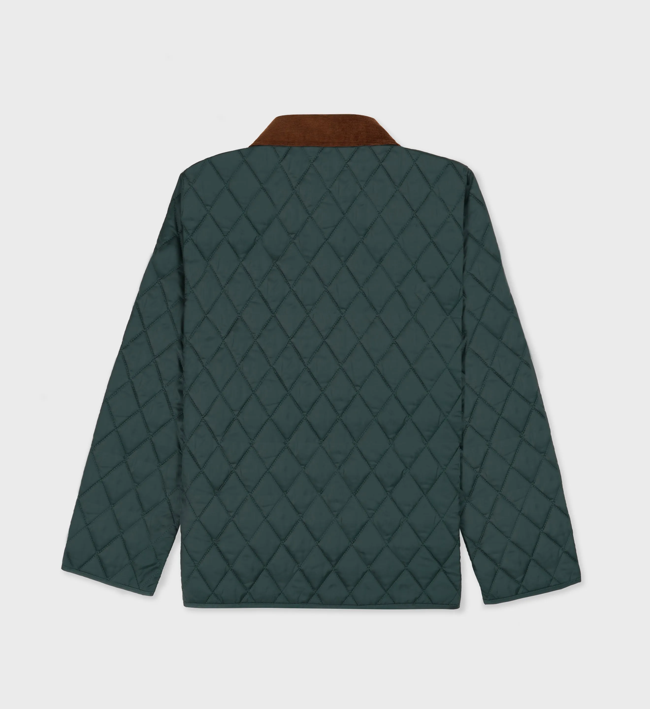 The Carlyle Script Nylon Quilted Jacket - Forest/Tan