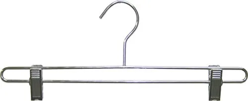 The Great American Hanger Company Chrome Bottom Hanger w/Adjustable Cushion Clips, Box of 25, 14 Inch Strong Metal Pants Hangers for Slacks or Skirts