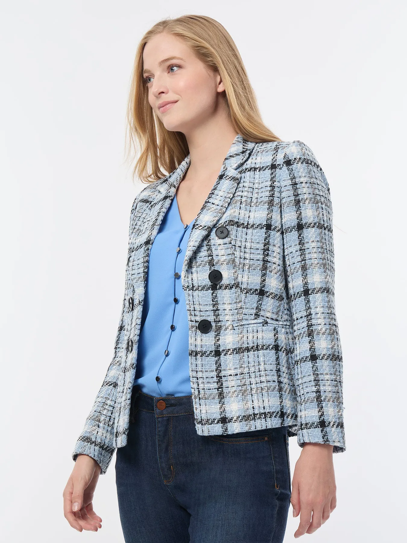 Tweed Faux Double-Breasted Jacket