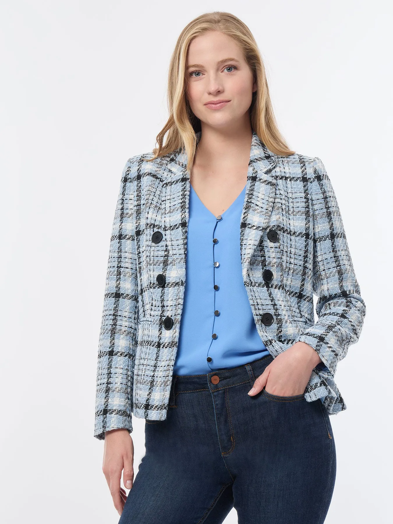 Tweed Faux Double-Breasted Jacket