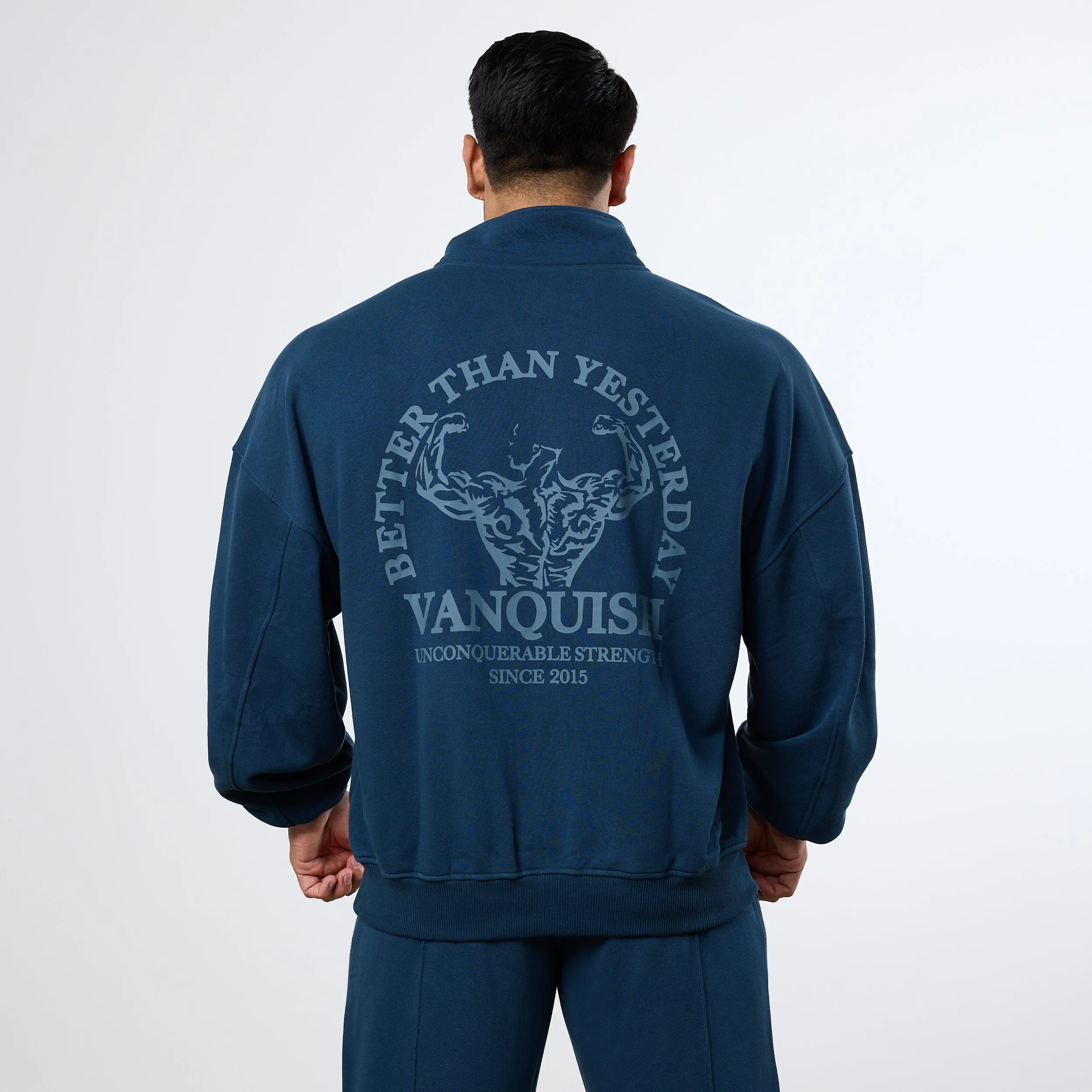 Vanquish Midnight Blue Unconquerable Strength Quarter Zip Sweater