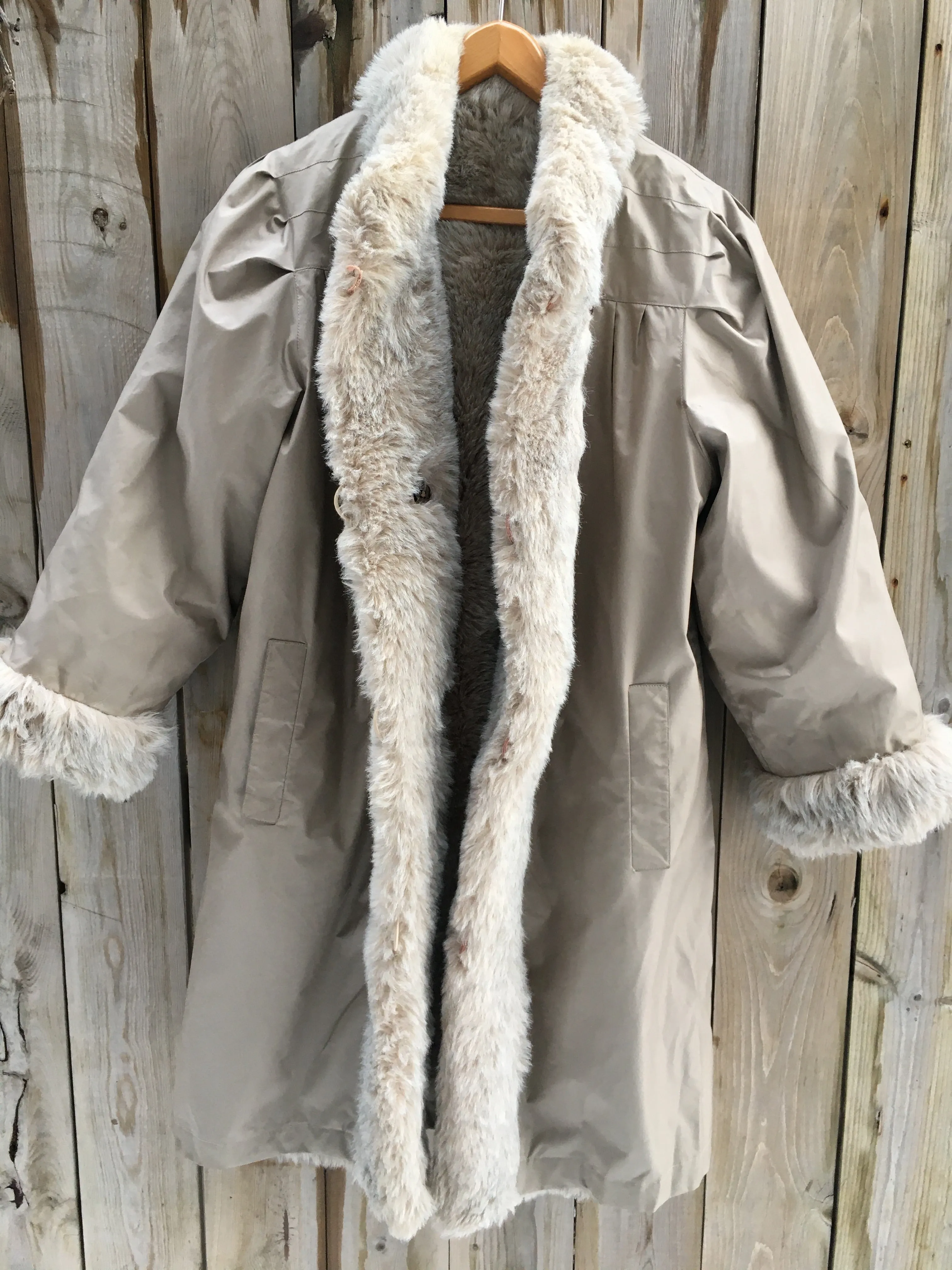 Vintage 80's Reversible Faux Fur Coat