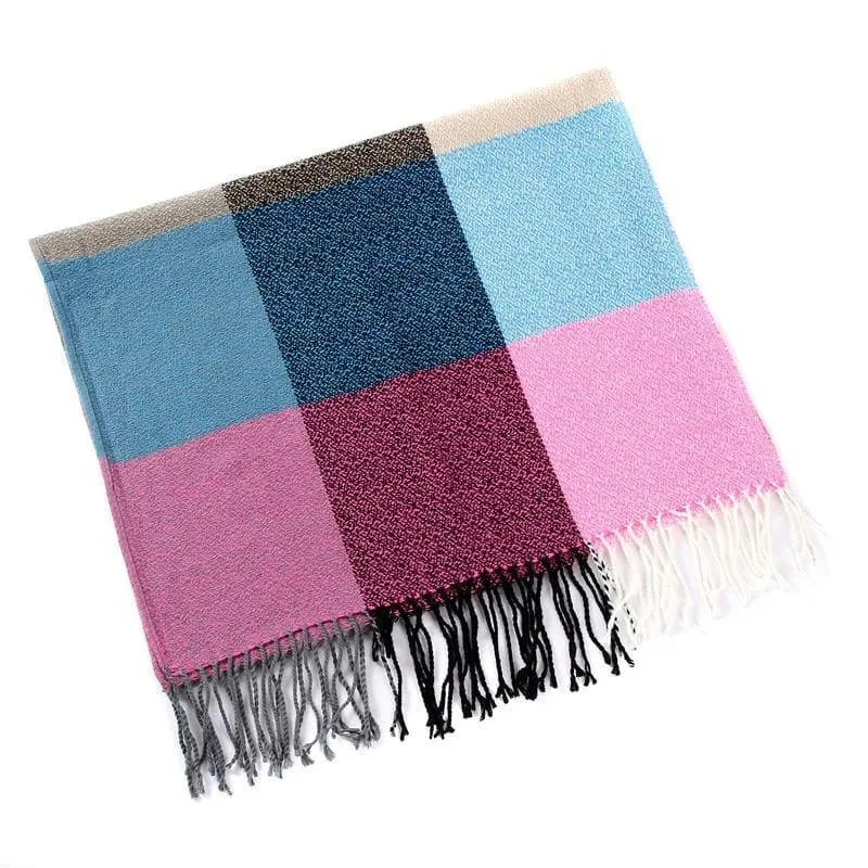 Warm Big Long Scarf Female Luxury Plaid Cashmere Scarf