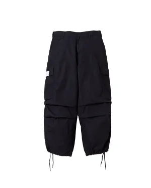 Woven Wide Cargo Pants - Black