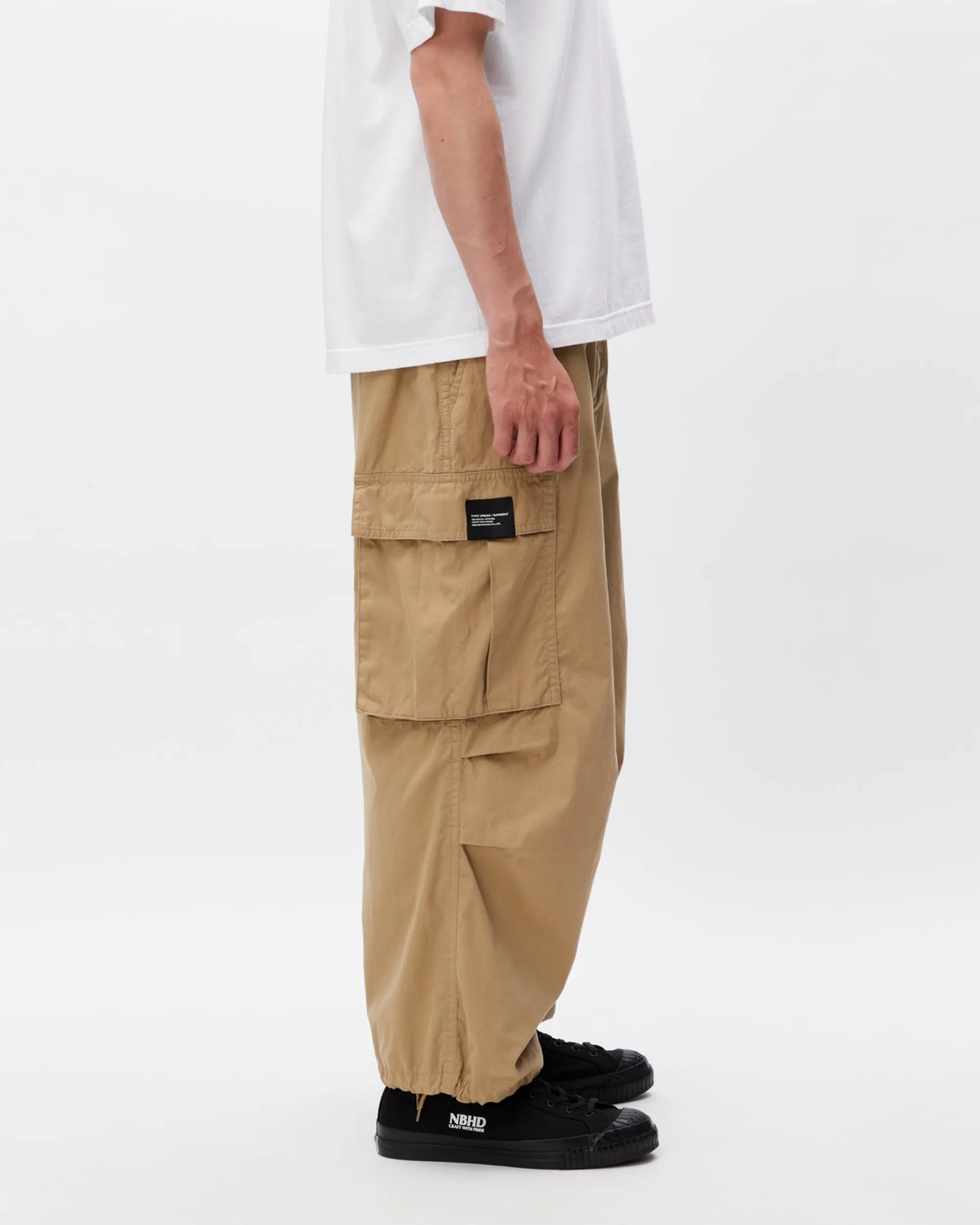 Woven Wide Cargo Pants - Black